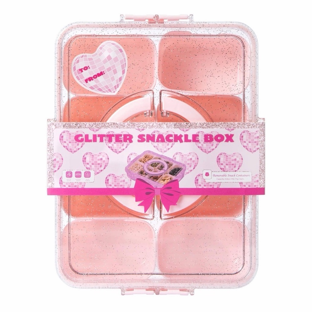 Glitter Snackle Box with Pink Hearts